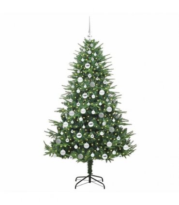 vidaXL Artificial Christmas Tree 300 LEDs Warm White PVC and PE Green