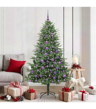 vidaXL Artificial Christmas Tree 300 LEDs Warm White PVC and PE Green