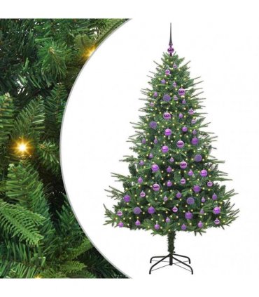 vidaXL Artificial Christmas Tree 300 LEDs Warm White PVC and PE Green