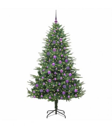 vidaXL Artificial Christmas Tree 300 LEDs Warm White PVC and PE Green