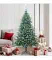vidaXL Artificial Christmas Tree 300 LEDs Warm White PVC and PE Green