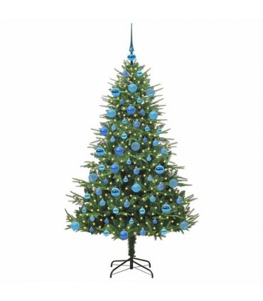 vidaXL Artificial Christmas Tree 300 LEDs Warm White PVC and PE Green
