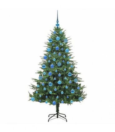 vidaXL Artificial Christmas Tree 300 LEDs Warm White PVC and PE Green