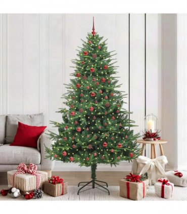 vidaXL Artificial Christmas Tree 300 LEDs Warm White PVC and PE Green