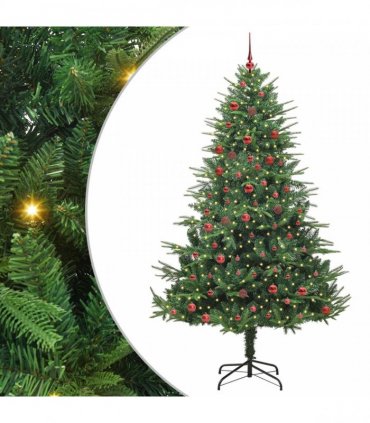 vidaXL Artificial Christmas Tree 300 LEDs Warm White PVC and PE Green