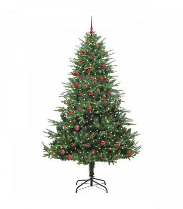 vidaXL Artificial Christmas Tree 300 LEDs Warm White PVC and PE Green