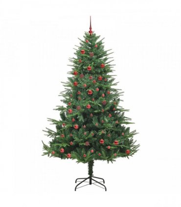 vidaXL Artificial Christmas Tree 300 LEDs Warm White PVC and PE Green