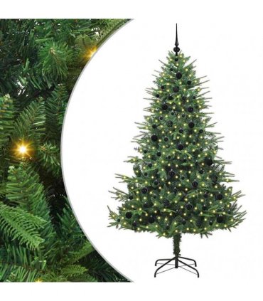 vidaXL Artificial Christmas Tree 300 LEDs Warm White PVC and PE Green