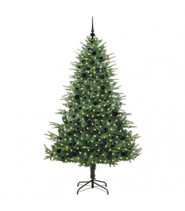vidaXL Artificial Christmas Tree 300 LEDs Warm White PVC and PE Green