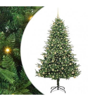 vidaXL Artificial Christmas Tree 300 LEDs Warm White PVC and PE Green