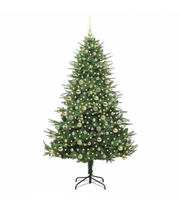 vidaXL Artificial Christmas Tree 300 LEDs Warm White PVC and PE Green