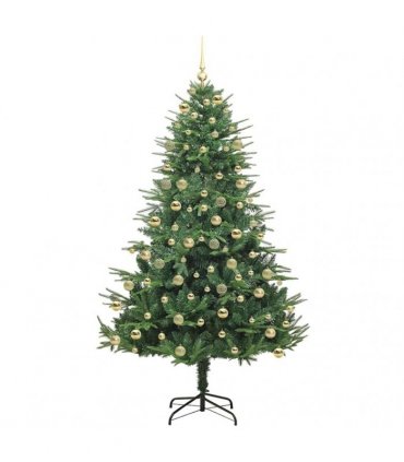 vidaXL Artificial Christmas Tree 300 LEDs Warm White PVC and PE Green