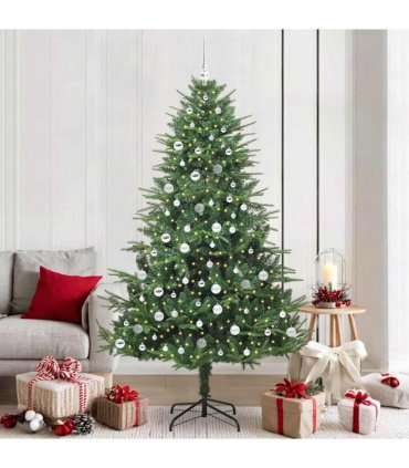 vidaXL Artificial Christmas Tree 300 LEDs Warm White PVC and PE Green