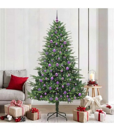 vidaXL Artificial Christmas Tree 300 LEDs Warm White PVC and PE Green