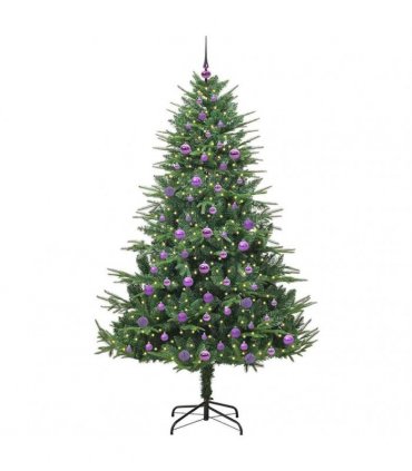 vidaXL Artificial Christmas Tree 300 LEDs Warm White PVC and PE Green