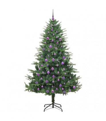 vidaXL Artificial Christmas Tree 300 LEDs Warm White PVC and PE Green