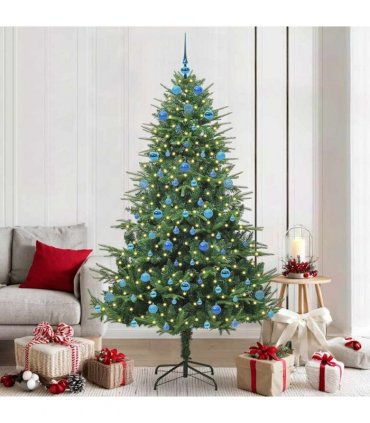 vidaXL Artificial Christmas Tree 300 LEDs Warm White PVC and PE Green