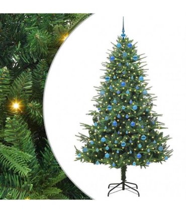 vidaXL Artificial Christmas Tree 300 LEDs Warm White PVC and PE Green