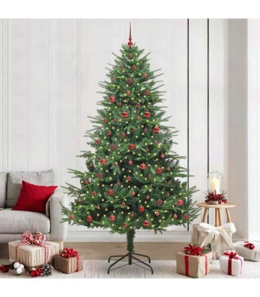 vidaXL Artificial Christmas Tree 300 LEDs Warm White PVC and PE Green