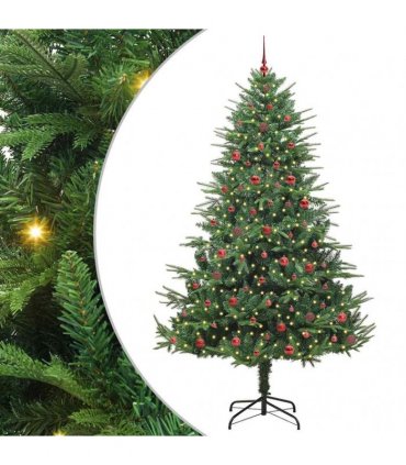 vidaXL Artificial Christmas Tree 300 LEDs Warm White PVC and PE Green