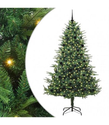 vidaXL Artificial Christmas Tree 300 LEDs Warm White PVC and PE Green