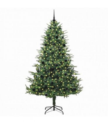 vidaXL Artificial Christmas Tree 300 LEDs Warm White PVC and PE Green