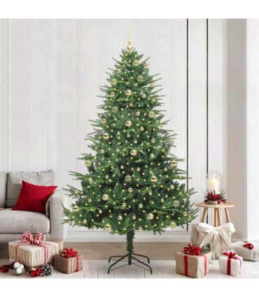 vidaXL Artificial Christmas Tree 300 LEDs Warm White PVC and PE Green