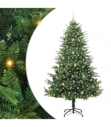 vidaXL Artificial Christmas Tree 300 LEDs Warm White PVC and PE Green