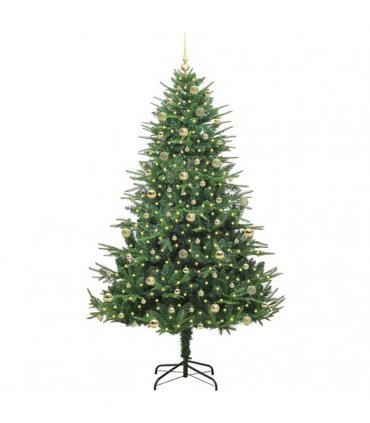 vidaXL Artificial Christmas Tree 300 LEDs Warm White PVC and PE Green