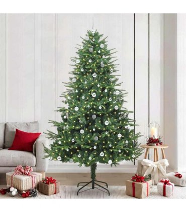 vidaXL Artificial Christmas Tree 300 LEDs Warm White PVC and PE Green