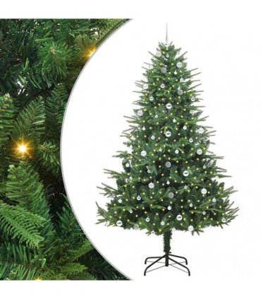 vidaXL Artificial Christmas Tree 300 LEDs Warm White PVC and PE Green