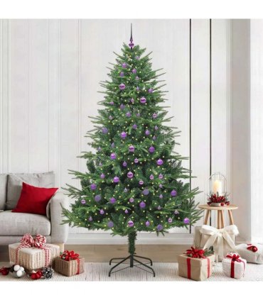 vidaXL Artificial Christmas Tree 300 LEDs Warm White PVC and PE Green