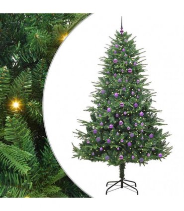 vidaXL Artificial Christmas Tree 300 LEDs Warm White PVC and PE Green