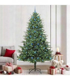 vidaXL Artificial Christmas Tree 300 LEDs Warm White PVC and PE Green