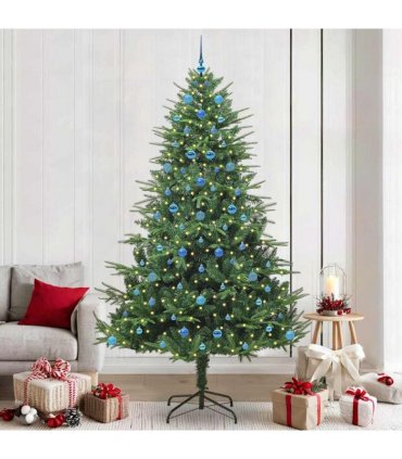 vidaXL Artificial Christmas Tree 300 LEDs Warm White PVC and PE Green