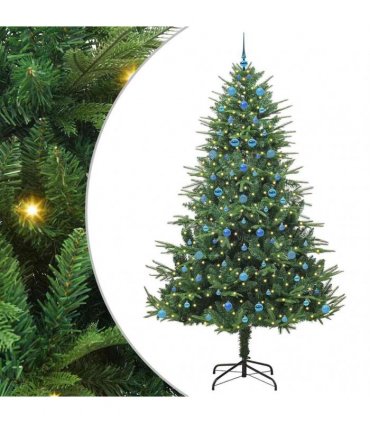 vidaXL Artificial Christmas Tree 300 LEDs Warm White PVC and PE Green
