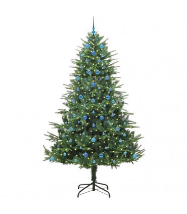 vidaXL Artificial Christmas Tree 300 LEDs Warm White PVC and PE Green