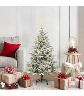 vidaXL Artificial Christmas Tree with Flocked Snow 150 LEDs Warm White