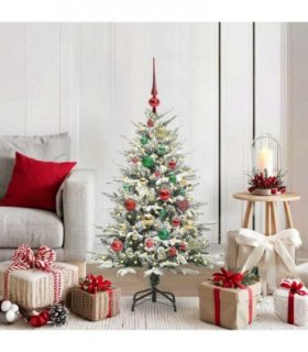 vidaXL Artificial Christmas Tree with Flocked Snow 150 LEDs Warm White