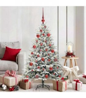vidaXL Artificial Christmas Tree with Flocked Snow 150 LEDs Warm White
