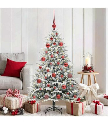 vidaXL Artificial Christmas Tree with Flocked Snow 150 LEDs Warm White