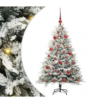 vidaXL Artificial Christmas Tree with Flocked Snow 150 LEDs Warm White