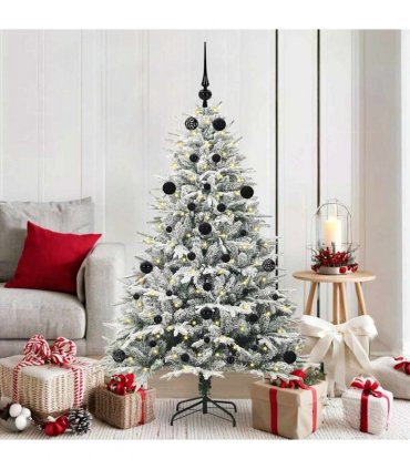 vidaXL Artificial Christmas Tree with Flocked Snow 150 LEDs Warm White
