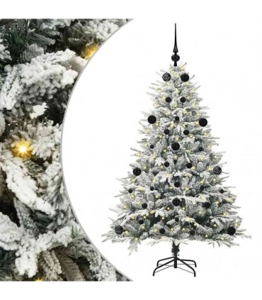 vidaXL Artificial Christmas Tree with Flocked Snow 150 LEDs Warm White