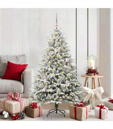 vidaXL Artificial Christmas Tree with Flocked Snow 150 LEDs Warm White