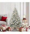 vidaXL Artificial Christmas Tree with Flocked Snow 150 LEDs Warm White