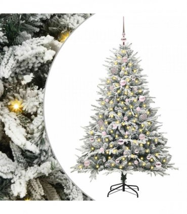 vidaXL Artificial Christmas Tree with Flocked Snow 150 LEDs Warm White