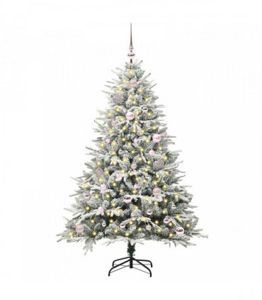 vidaXL Artificial Christmas Tree with Flocked Snow 150 LEDs Warm White