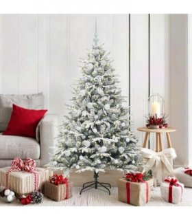 vidaXL Artificial Christmas Tree with Flocked Snow 150 LEDs Warm White