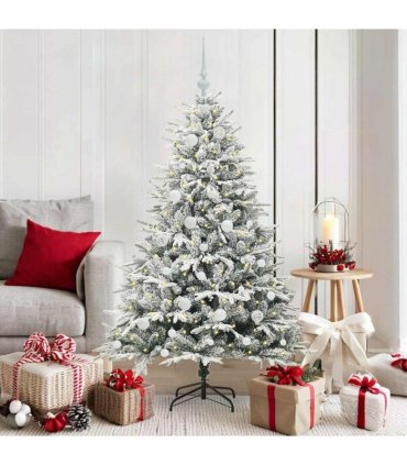 vidaXL Artificial Christmas Tree with Flocked Snow 150 LEDs Warm White